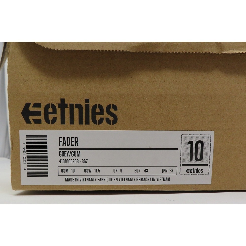 Etnies Fader Skate Shoes Gray Gum Mens 10 Suede Lace Up Sneakers with Box - Picture 13 of 14